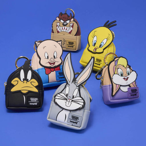 Loungefly Looney Tunes mini backpack keychain collection with multiple characters