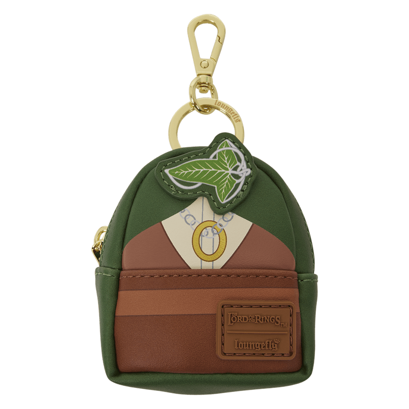 Loungefly The Lord of the Rings mystery mini backpack keychain charm inspired by Frodo with ring necklace and Leaf of Lorien detail