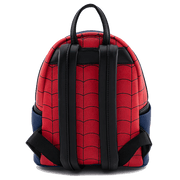 Back view of Loungefly Marvel Spider-Man Classic Mini Backpack showing straps and web pattern.

