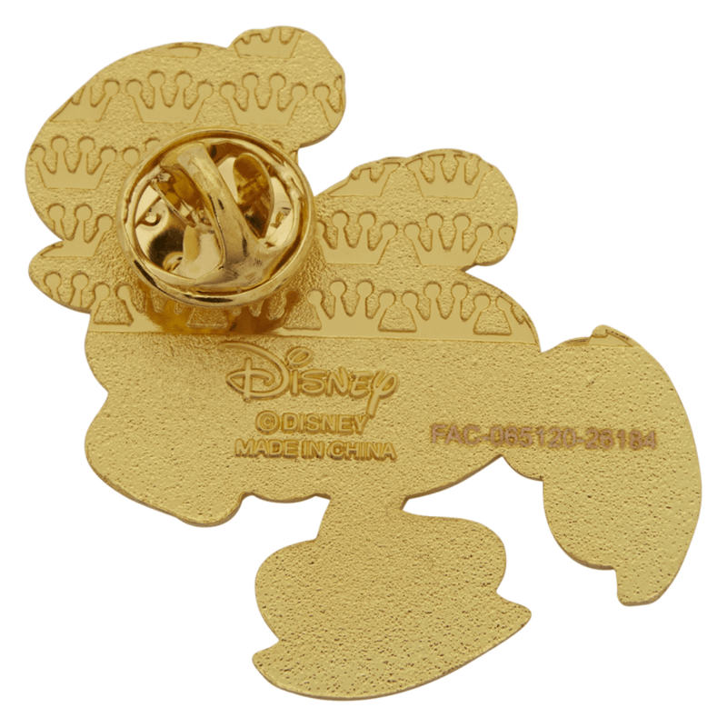 Back of official Disney Loungefly mystery enamel pin with gold-tone metal and pin fastening