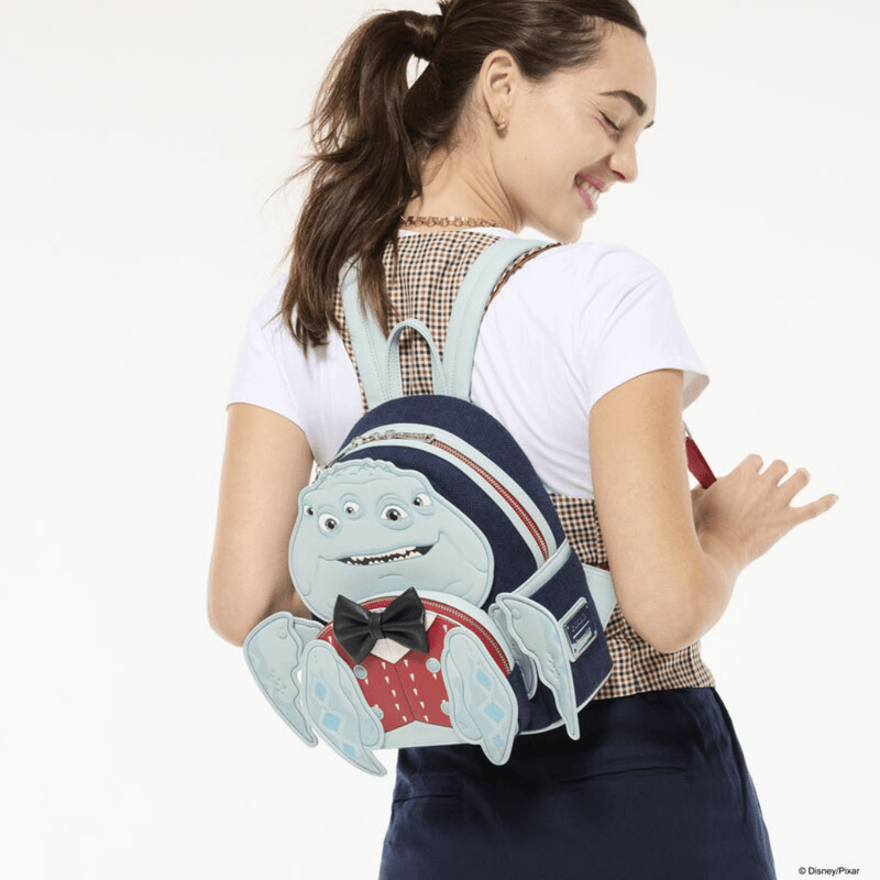 Loungefly Monsters Inc Henry J Waternoose Mini Backpack being worn