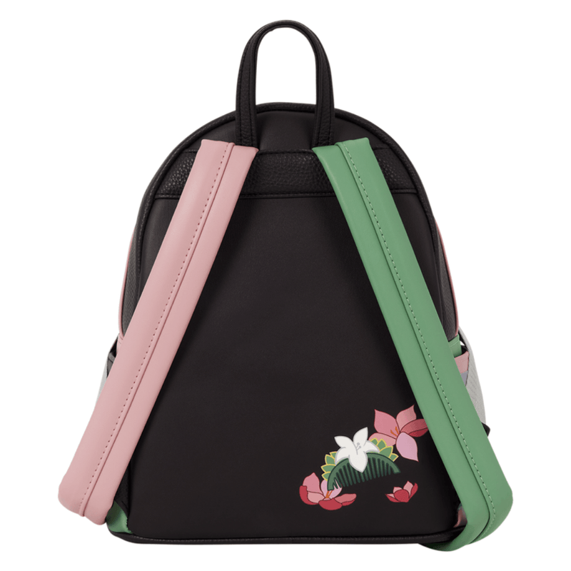 Back of the Loungefly Mulan Ping Cosplay Mini Backpack with contrasting shoulder straps