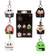 Assorted Loungefly NBC mini backpack bag charms with mystery box, including Jack, Sally, Zero and Oogie Boogie.