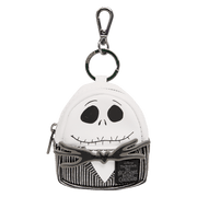 Loungefly Jack Skellington mini backpack bag charm with bat bow tie and striped suit.

Mystery box packaging