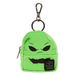 Loungefly Nightmare Before Christmas Oogie Boogie mini backpack bag charm in neon green with silver clip keyring.
