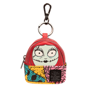 Loungefly Sally mini backpack bag charm with patchwork print and red hair, clip keyring.
