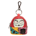 Loungefly Sally mini backpack bag charm with patchwork print and red hair, clip keyring.
