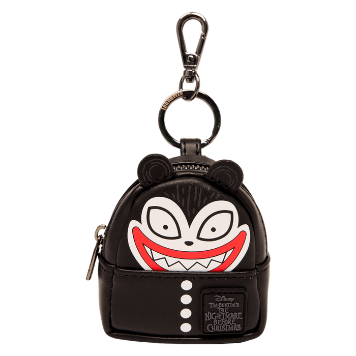 Loungefly Vampire Teddy mini backpack bag charm in black with wide grin, clip keyring.