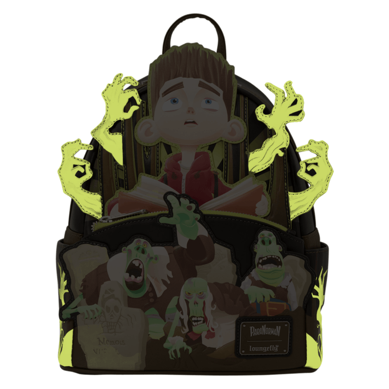 Glow-in-the-dark zombie hands on the Loungefly ParaNorman mini backpack