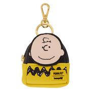 Charlie Brown mini backpack bag charm with yellow and black zigzag detail.