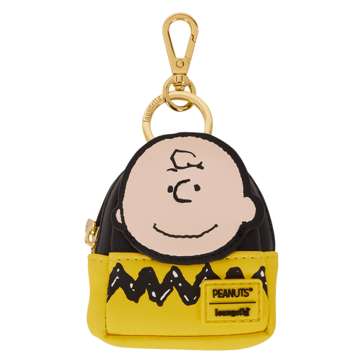 Charlie Brown mini backpack bag charm with yellow and black zigzag detail.