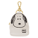 Snoopy mini backpack bag charm with Peanuts x Loungefly badge.