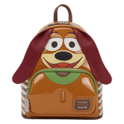 Front of Loungefly Pixar Toy Story Slinky Dog cosplay mini backpack with floppy ears