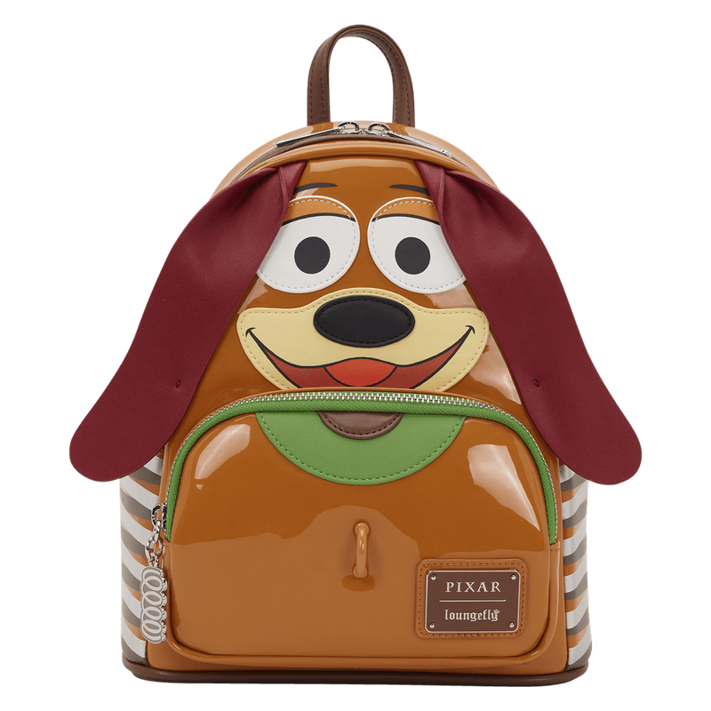 Front of Loungefly Pixar Toy Story Slinky Dog cosplay mini backpack with floppy ears