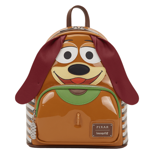 Front of Loungefly Pixar Toy Story Slinky Dog cosplay mini backpack with floppy ears
