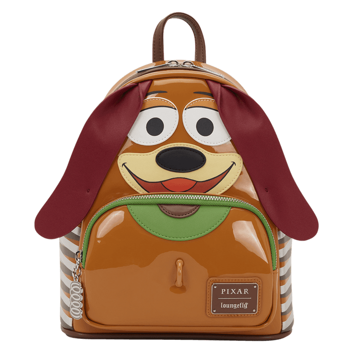 Front of Loungefly Pixar Toy Story Slinky Dog cosplay mini backpack with floppy ears