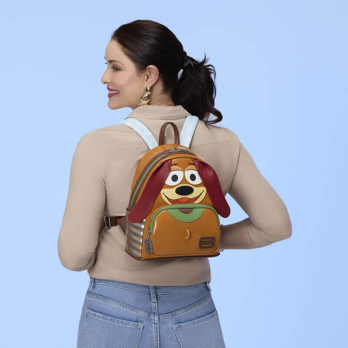 Loungefly Pixar Toy Story Slinky Dog mini backpack worn by model