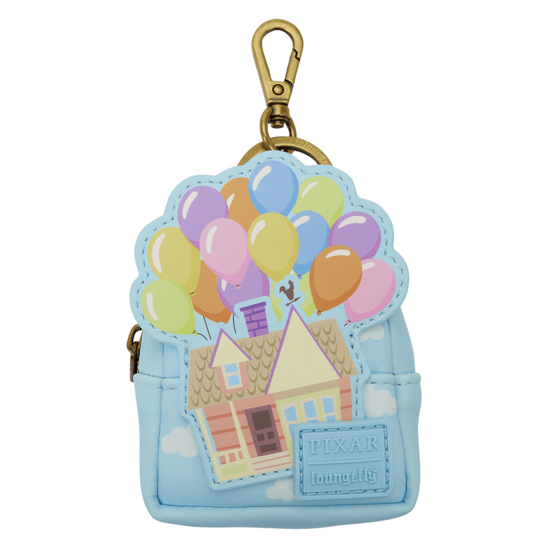 Loungefly Pixar Up mystery mini backpack keychain charm featuring the balloon house with colourful balloon artwork