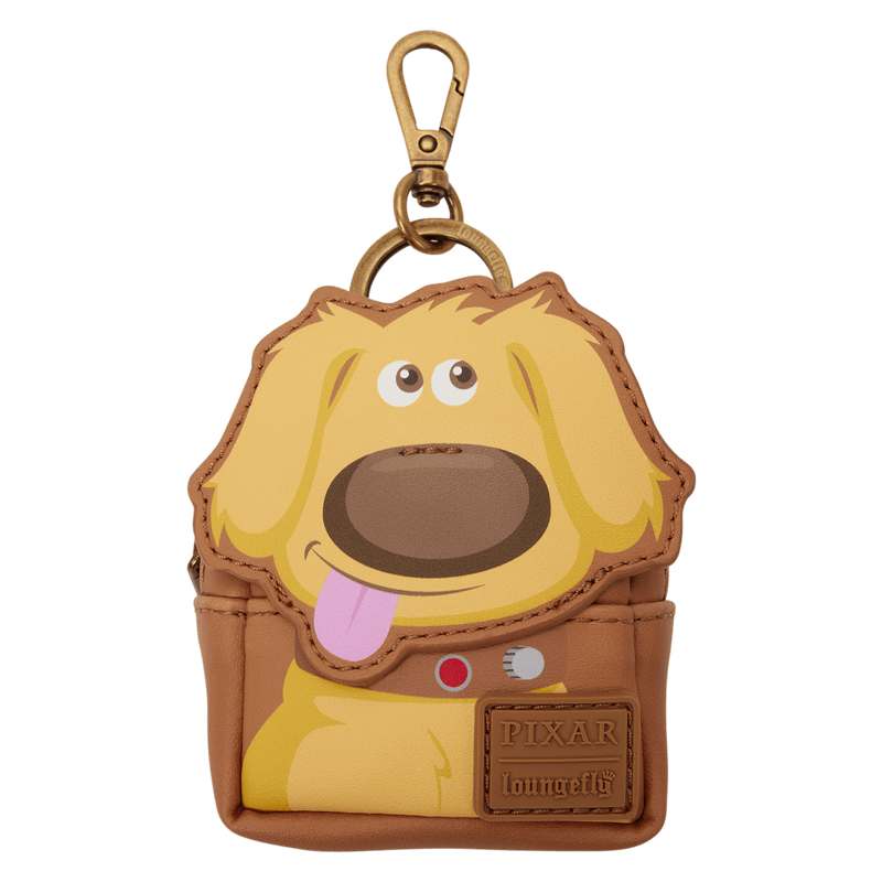 Loungefly Pixar Up mystery mini backpack keychain charm inspired by Dug with brown collar design and gold-tone lobster hook