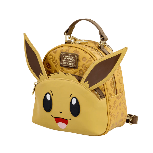 Side view of Loungefly Pokémon Eevee Floral Mini Backpack featuring Eevee’s face and ears.