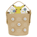 Front view of the Loungefly Pokémon Floral Pikachu Crossbody Bag with layered flower details and Pikachu peeking over the top