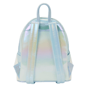 Back view of the Loungefly Pokémon Ice Type Winter mini backpack with iridescent finish and adjustable shoulder straps.