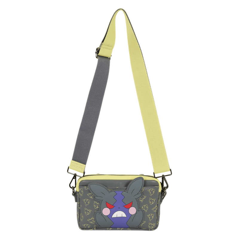 Loungefly Pokémon Morpeko Reversible Crossbody Bag showing grumpy Hangry Mode with red eyes and purple facial markings