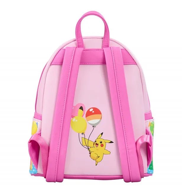Interior lining of Loungefly Pokémon Party mini backpack with dancing Pikachu, Bulbasaur and confetti pattern – Loungefly bags detail
