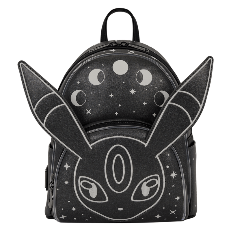 Loungefly Pokémon Umbreon Moon Phases mini backpack with oversized ears, glitter black finish and silver moon artwork