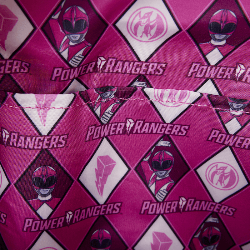 Loungefly Power Rangers Pink Ranger backpack interior lining with character print