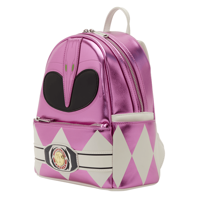 Loungefly Power Rangers Pink Ranger mini backpack side view metallic finish