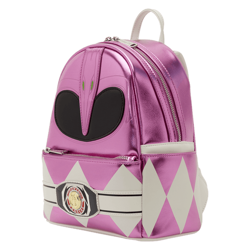 Loungefly Power Rangers Pink Ranger mini backpack side view metallic finish