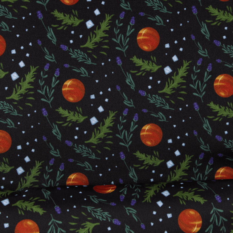 Botanical printed lining inside the Practical Magic 2 Loungefly backpack