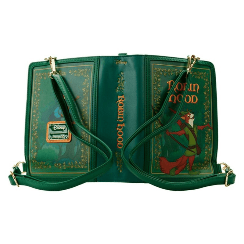 Loungefly Robin Hood book bag opened into convertible backpack configuration