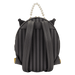 Back view of Loungefly Kuromi Cameo mini backpack with grey stripe panel, adjustable straps and pearl handle.