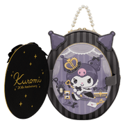 Loungefly Kuromi Cameo backpack with removable front panel showing Kuromi 20th anniversary detail.