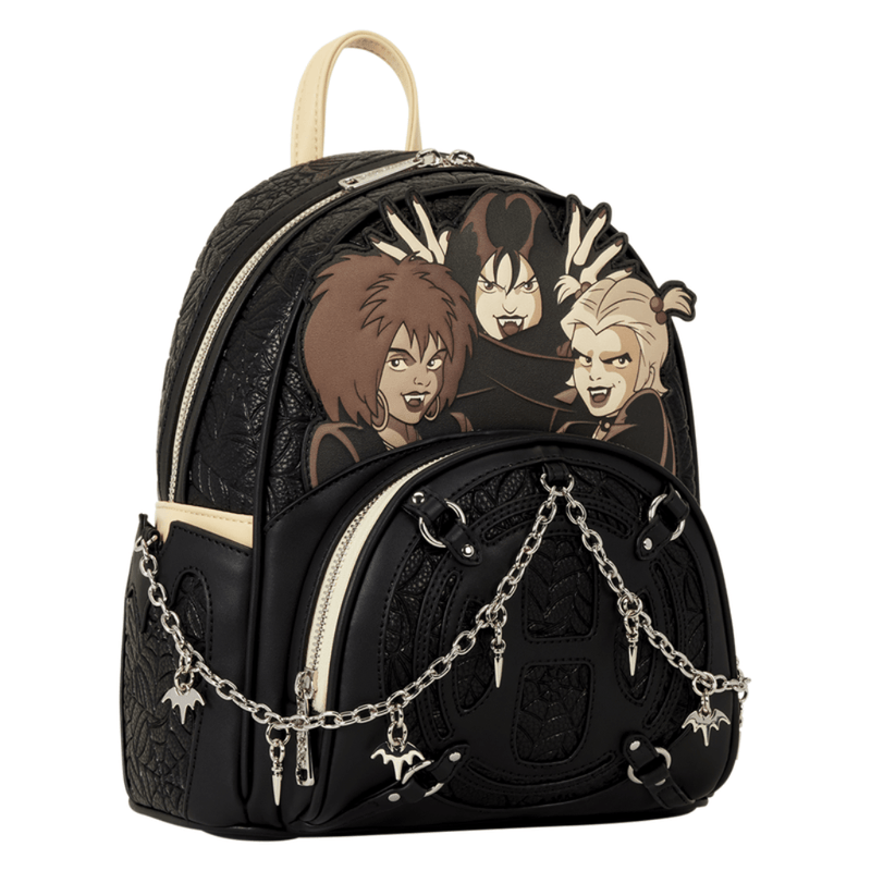 Scooby-Doo Hex Girls Loungefly backpack with textured black design and chain details