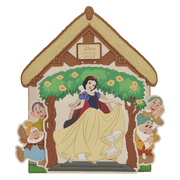 Loungefly Disney Snow White backpack detailed front with cottage and character design