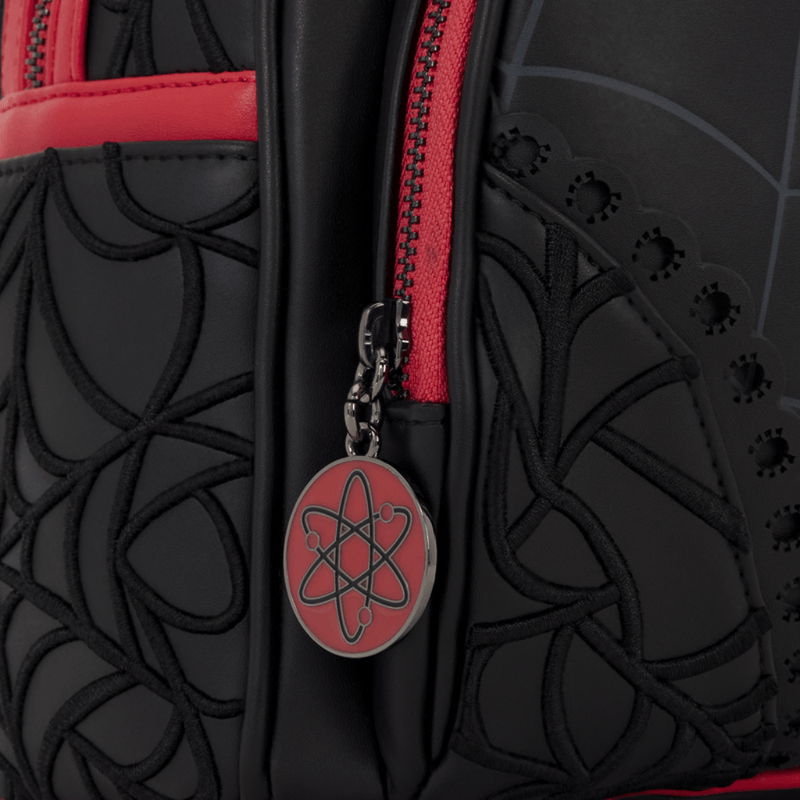Spider-Man atom enamel zip charm and embroidered web detailing