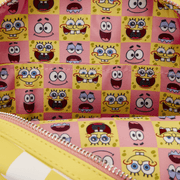Interior lining of Loungefly SpongeBob and Patrick checkered mini backpack with character print