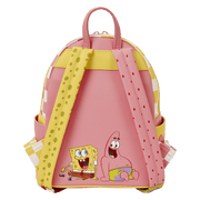 Back view of Loungefly SpongeBob and Patrick checkered mini backpack with adjustable straps