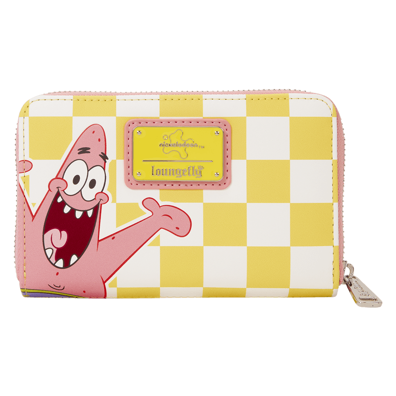 Back view of Loungefly SpongeBob and Patrick checkered wallet with Patrick artwork