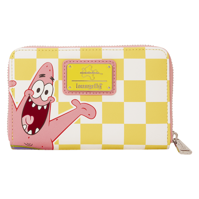 Back view of Loungefly SpongeBob and Patrick checkered wallet with Patrick artwork
