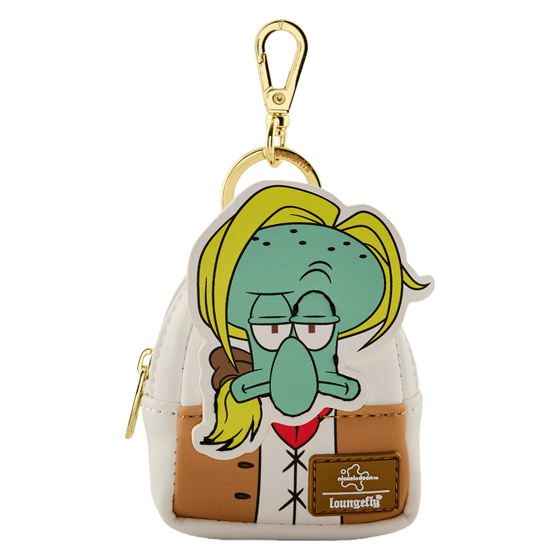 Loungefly SpongeBob Squidward mini backpack bag charm keyring with blonde wig and neutral outfit