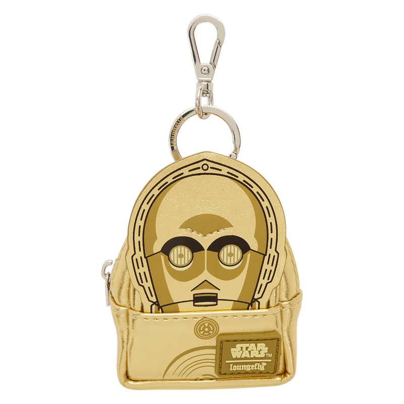 Loungefly Star Wars C-3PO mini backpack bag charm in metallic gold
