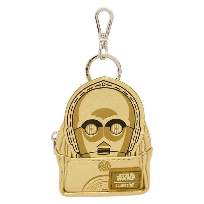Loungefly Star Wars C-3PO mini backpack bag charm in metallic gold