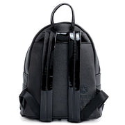 Back of Loungefly Star Wars Darth Vader mini backpack showing glossy straps and subtle logo
