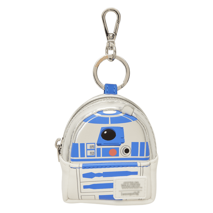 Loungefly Star Wars R2-D2 mini backpack bag charm in white, blue and silver