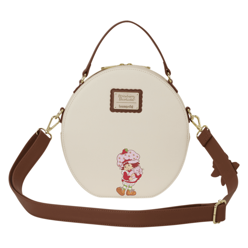 Back view of the Loungefly Strawberry Shortcake Strawberry House Crossbody Bag with Strawberry Shortcake artwork