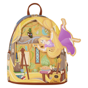Moving Rapunzel appliqué on Loungefly Tangled Mini Backpack in right position